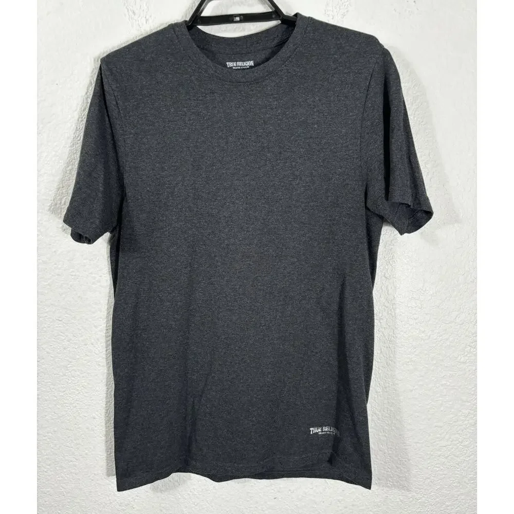 True Religion Men’s T Shirt Size M Gray Cotton Blend Short‎ Sleeve